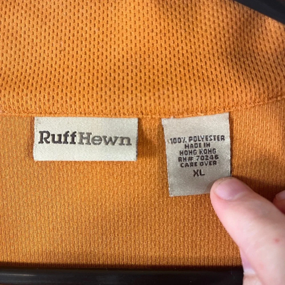 Vintage RuffHewn Mens XL Quarter Zip Burnt Orange Pullover Textured Waffle Knit